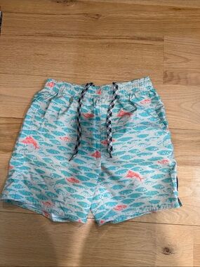 AFTCO Teal Swim Shorts with Coral Fish Accent